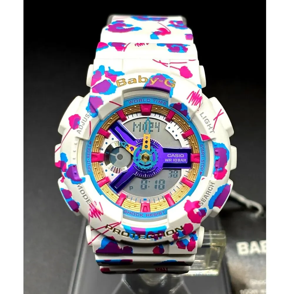 Casio Baby-G BA-110FL-7A Flower Leopard Analog Digital Watch NIBWT